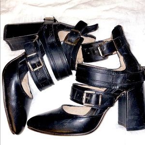 FREEBIRD black buckle heels